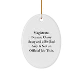 Magistrate Oval Ornament, Funny Quote Gifts from Friends or Family for Magistrate, Christmas Unique Gifts for Men or Women - Image 1